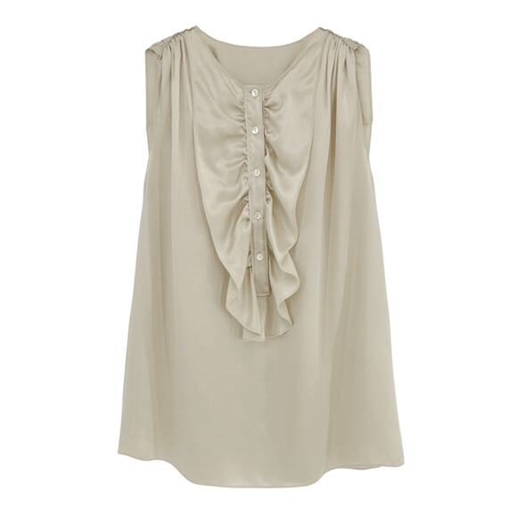 Dolce & Gabbana Tops - DOLCE & GABBANA Ruffle Sleeveless Silk Blouse IT42 | S